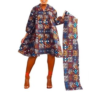 African Ethnic Midi Coat Dress/ Blouse